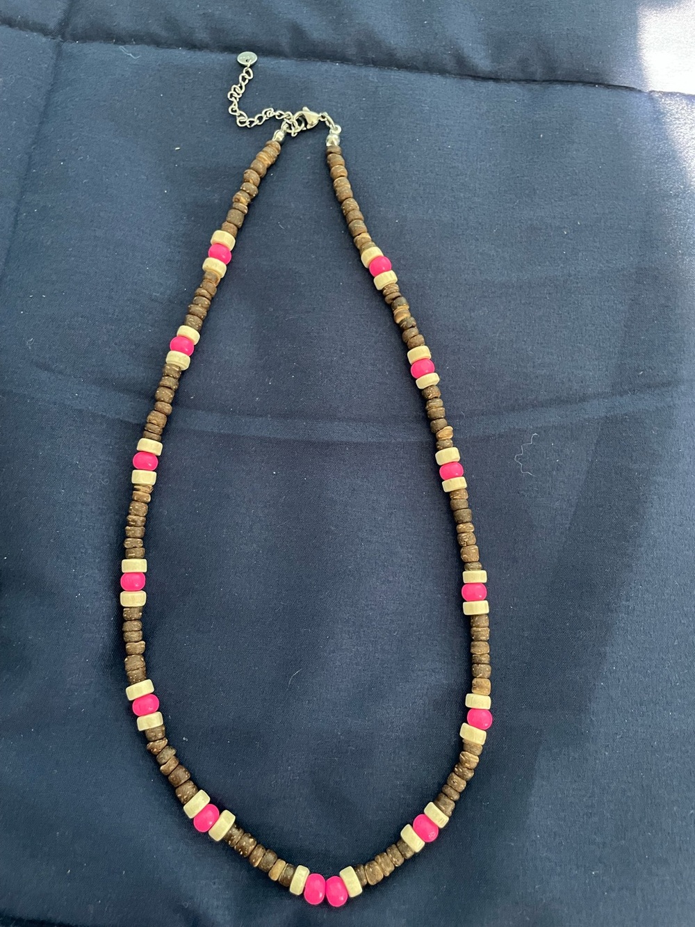 Handcrafted Brown & Pink Beaded Necklace - Unbranded